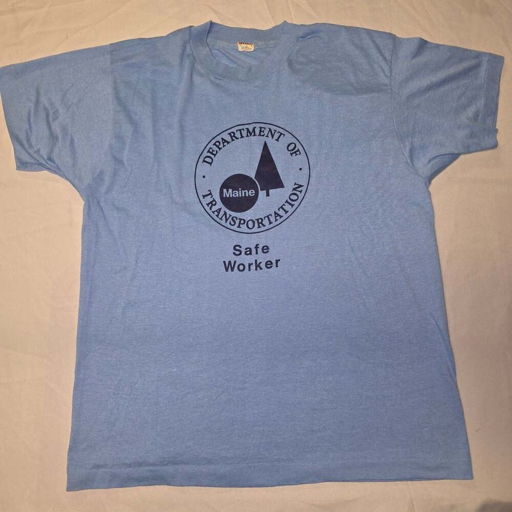 Vintage 80s Maine Department of Transportation Safe Worker Shirt